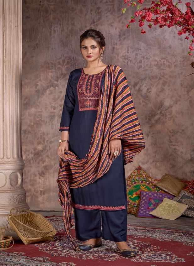 Hermitage Bandhej Fancy Ethnic Wear Designer Wholesale Dress Material
